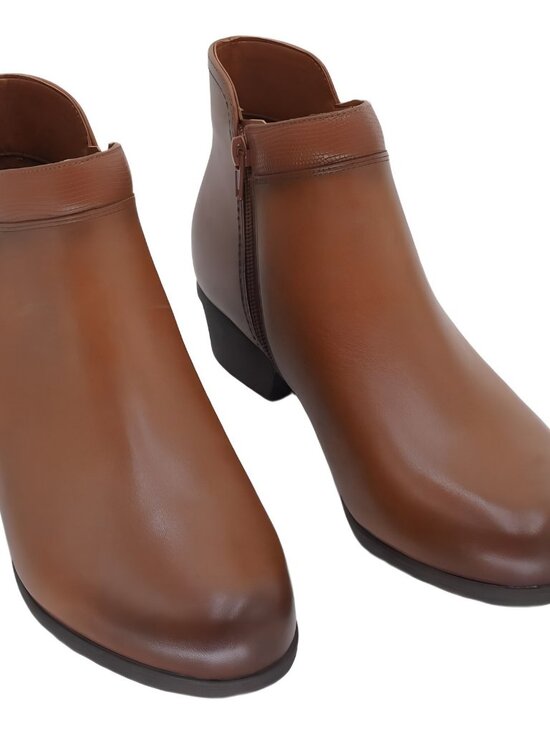 Rockport Shoes - Rockport Carly Women's Side Zip Ankle Bootie Medium Natural Leather 9W